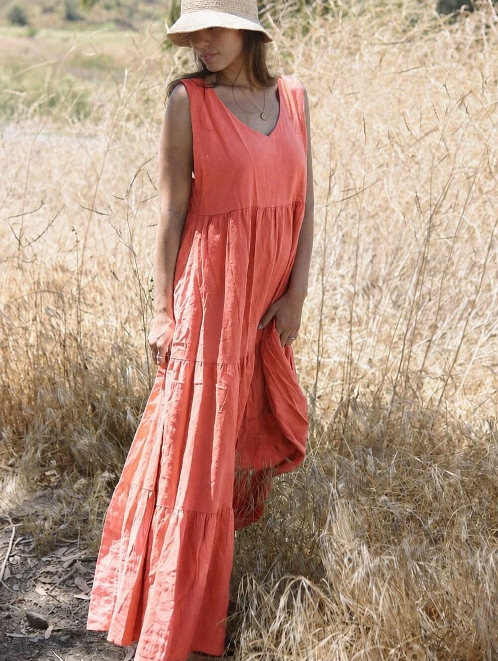 Beachwood Baby The Sicily Maxi Dress in Hibiscus OS